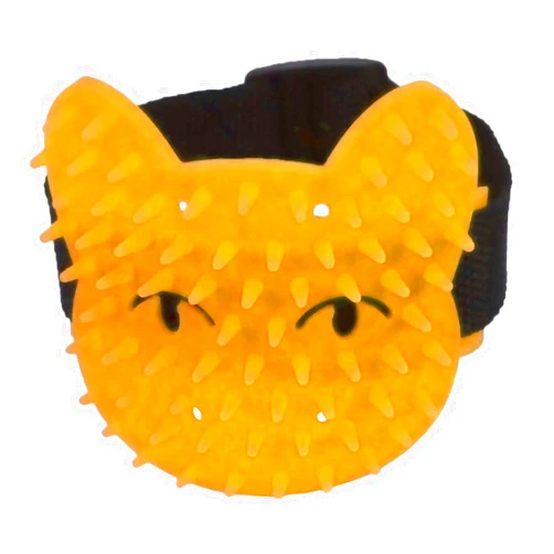 Pet Smoochies Smoochie Scratcher Silicone Cat and Dog Hair Brush for Shedding and Petting, Soft Rubber Cat Hair Brush for Short and Long Haired Cats, Cute Cat Shape with Adjustable Handle (Orange)