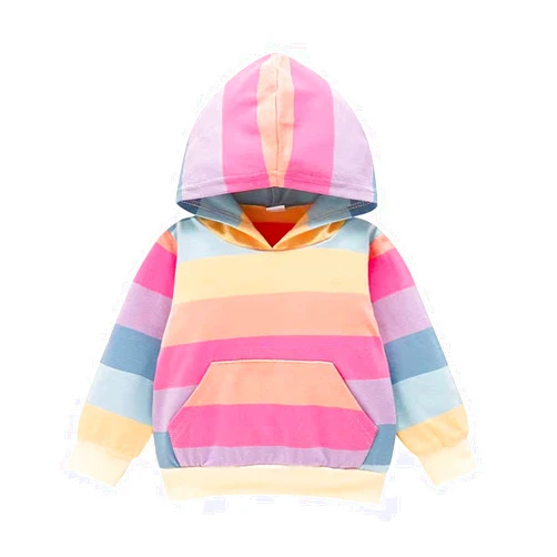 DUBASAM Kids Toddler Baby Girl Rainbow Sweatshirt Long Sleeve Hoodies with Kangaroo Pocket Pullover Tops Fall Winter Outfit