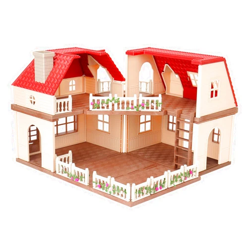 BananMelonBM Family Cozy Cabin Doll House Playset, Dollhouse Furniture and Accessories,DIY Cottage Pretend Play Dollhouses, for Toddlers, Boys & Girls