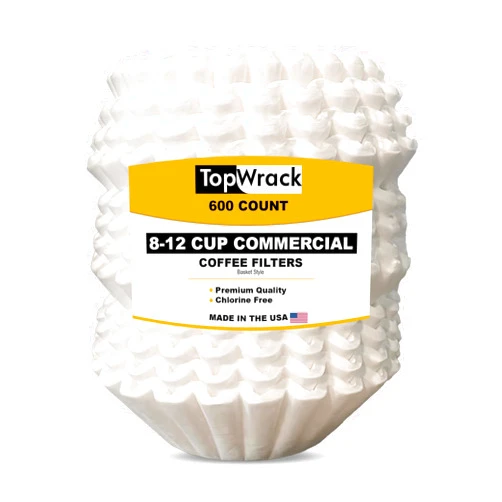 TopWrack Basket Coffee Filters 8-12 Cup - 600 Count -Commercial Coffee Filters - White Disposable-Premium Paper, No More Messy Ground Overflow