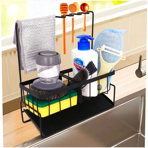 TIMIVO Sponge Holder for Kitchen Caddy Sink Organizer, Multifunctional Rustproof Brush Holder Dish & Soap Sponge & Drain Tray for Kitchen Sink Countertop Storage