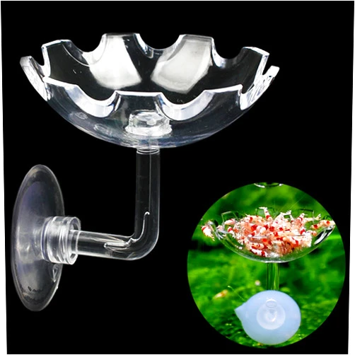 Generic Bilindasly Acrylic Shrimp Feeding Dish Floral Shrimp Bowl Aquarium Transparent Feeder Container with Suction Cup for Aquarium Fish Tank