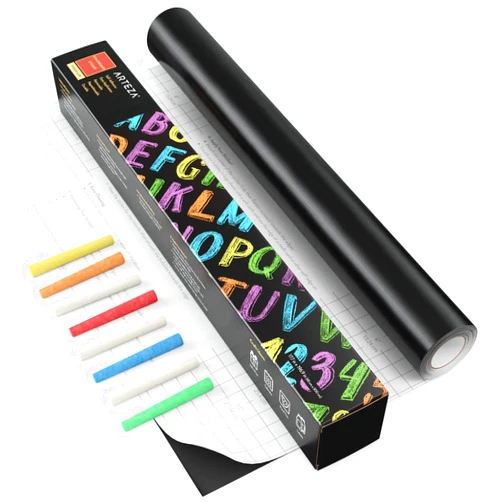 ARTEZA Black Chalkboard Peel and Stick Wall Sticker, 16 Feet x 17.7 Inches