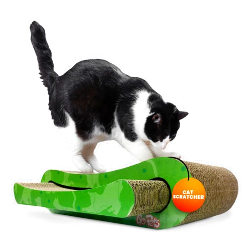 GoPets Premium Cat Scratcher - Infinity Lounge Corrugated Cardboard, Ergonomic Scratching Post, Reversible Design, Lasts 4X Longer, with 1 Pack Catnip & Hidden Toy Cutouts for Endless Feline Play Fun