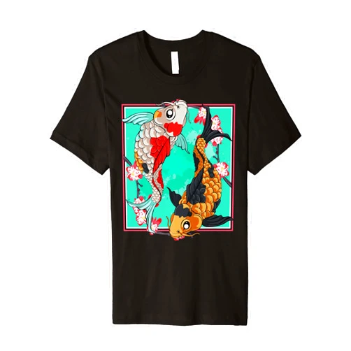 Art Lover Japan Culture Vaporwave Kanji Anime Fan Japanese Aesthetic Koi Carp Nishikigoi Blossom Fish Cherry Premium T-Shirt
