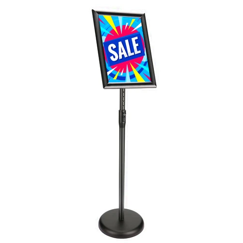 GOOTUE Adjustable Sign Holder Heavy Duty 11x17 Inch Floor Sign Stand, Floor Sign Stand, Both Vertical and Horizontal View Displayed, 1 Pack, Black.