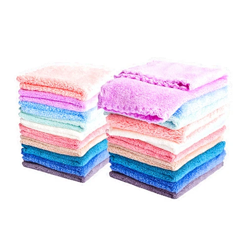 Kyapoo 20 Pack Baby Washcloths Microfiber Coral Fleece Extra Absorbent and Soft for Newborns, Infants and Toddlers 10x10
