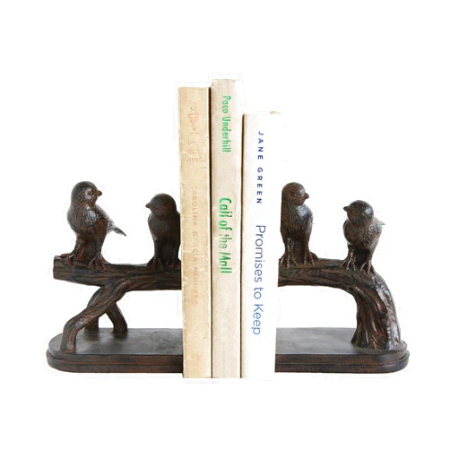 Creative Co-Op Resin Birds on a Branch Shaped Bookends (Set of 2 Pieces)
