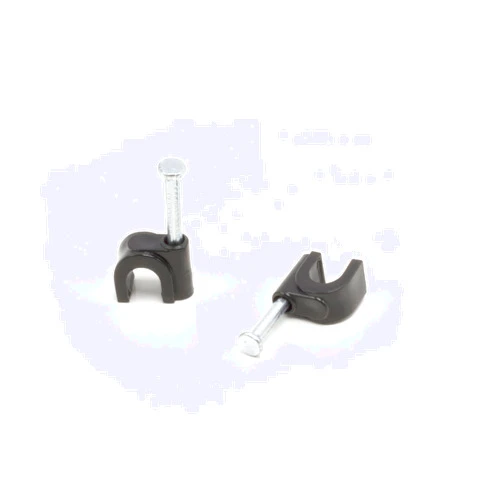 THE CIMPLE CO Single Cat6, Electrical Wire, Coaxial Cable Clip, 1/4 in (6 mm) Nail Clip and Fastener, Black (100 Pieces per Bag)
