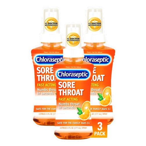 Chloraseptic Sore Throat Spray, Citrus Flavor, 6 fl oz, 3 Pack