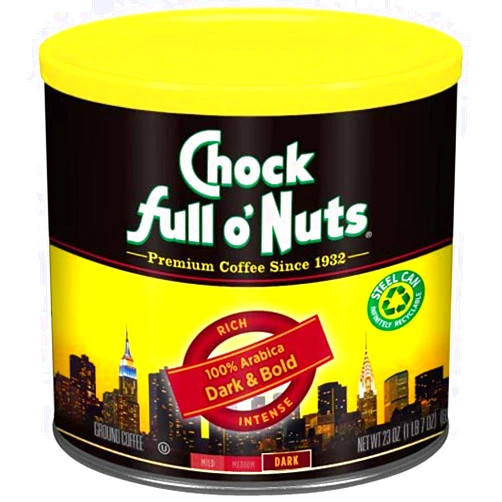 Chock Full o' Nuts Chock Full o’Nuts Dark & Bold Roast, Dark Roast Ground Coffee – Gourmet Arabica Coffee Beans – Bold, Full-Bodied and Intense Coffee (23 Oz. Can)