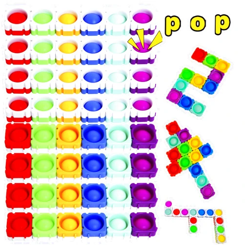JeewLet Double-Sides Rainbow pop Building Blocks,Huge Bubble MultiSensory Classroom Pop Phonics& Number Count Fidget Toys.Loud Crisp Sound&Giant Rainbow Silicone Bubble&DIY-Pops-Its-Fidget-Toys
