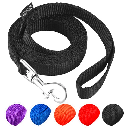 AMAGOOD 6 FT Puppy/Dog Leash, Strong and Durable Traditional Style Leash with Easy to Use Collar Hook,Dog Lead Great for Small and Medium and Large Dog(Black,5/8
