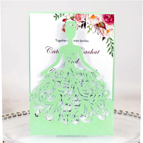 UMIMO Laser Cut Invitations 50 Pack FOMTOR Laser Cut Wedding Invitations Card Kit with Blank Printable Paper and Envelopes for Wedding,Birthday Parties,Baby Shower