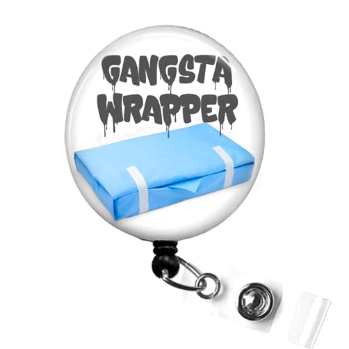 SCRAPHEART Sterile Processor Badge Reel, Funny SPD Badge ID Holder, Sterilization Wrap Badge Reel, Gangsta Wrapper Badge Holder, Surgical Pack Wrap CSSD Badge Reel, SPD Tech Badge Reel