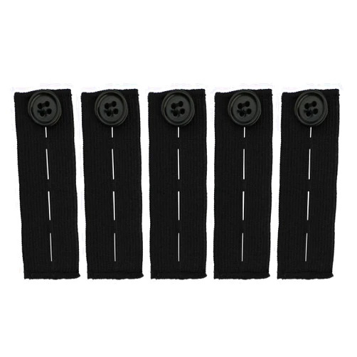 LUTER 5 Pcs Adjustable Elastic Waist Extenders Elastic Trouser Extender for Pregnancy, Jeans, Slacks, Pants, Skirts(Black) 3x0.9inch