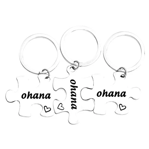 TGBJE Ohana Puzzle keychain set Ohana Means Family Keychain for Best Friend,Family (3 ohana set)
