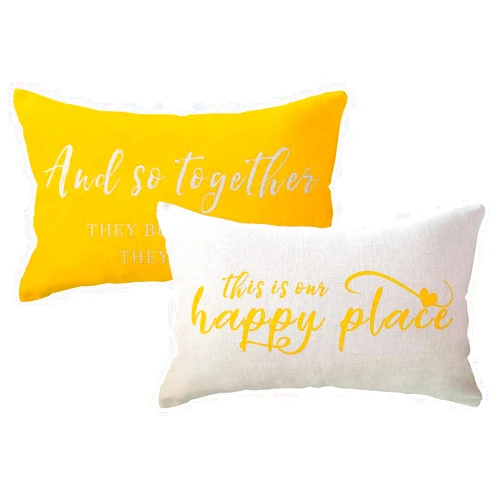 ULOVE LOVE YOURSELF Home Saying Throw Pillow Covers with Our Happy Place Quote Rustic Farmhouse Decor Lumbar Pillow Cases 12
