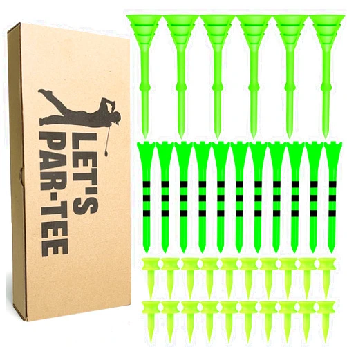 FINGER TEN Golf Tees Blue Unbreakable Plastic 3 1/4 2 3/4 1 1/2 Inch Mixed 60 Pack, Durable Stable Long Short Gift Box Golf Tee Available for Iron Shots Practice