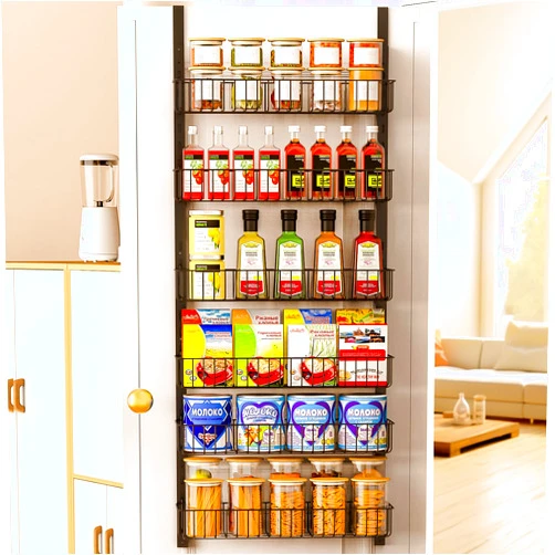 Verdenu Over the Door Pantry Organizer, 6-Tier Pantry Door Organizer Adjustable, Metal Over the Door Pantry Organizer Rack, Heavy-Duty Pantry Door Organizers and Storage for Kitchen Bathroom