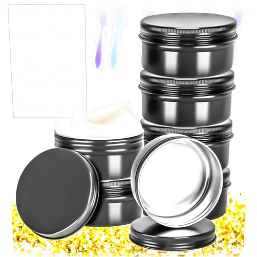 MotBach 6 Pack 6oz Tin Jars, 180ml Metal Tin cans, 6ounce Aluminum tin can jar Containers with Screw Lid for Lotion Bars, Spices, Salve, Balms, Beard Balm, Toiletries, Sample, Creams, Makeup Cosmetic