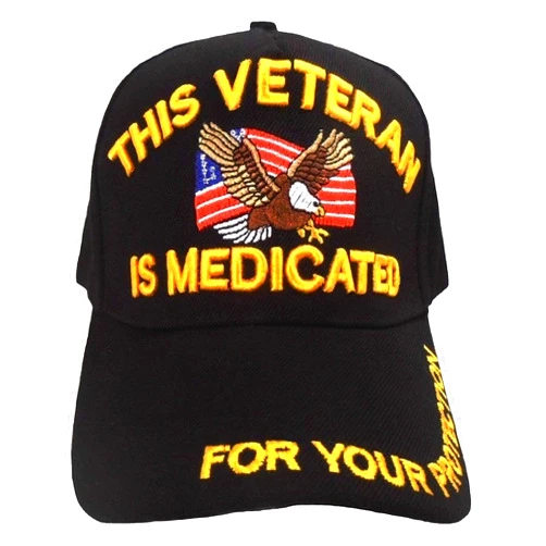 Buy Caps and Hats Black Hat Medicated Veteran for Your Protection Army Marine Air Force Navy Military Vet Cap
