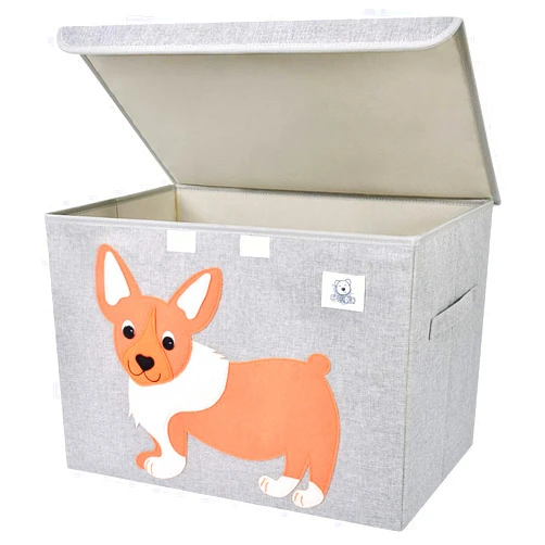 CLCROBD Foldable Large Kids Toy Chest with Flip-Top Lid, Collapsible Fabric Animal Toy Storage Organizer/Bin/Box/Basket/Trunk for Toddler, Children and Baby Nursery (Dog)