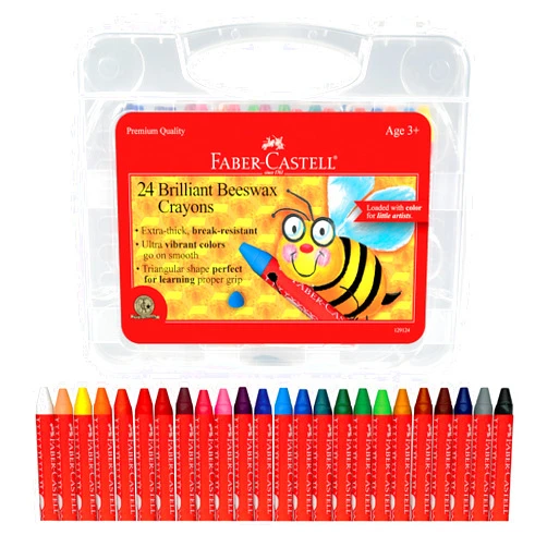 Faber-Castell Beeswax Crayons in Durable Storage Case, 24 Vibrant Colors