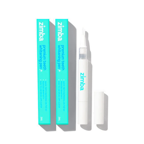 Zimba Travel Teeth Whitening Pen - Effective, Travel-Friendly, and Easy to Use Gel Whitening Pen - Stain Remover and Teeth Whitener for Coffee, Wine, Soda, and Other Stains - 2 mL Per Pen - (2 Pack)