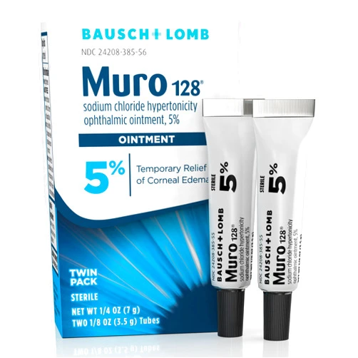 Muro 128 Ointment, Temporary Relief of Corneal Edema, Eye Care, Sodium Chloride Hypertonicity Ophthalmic 5% Ointment , 0.25 Oz (Pack of 2)