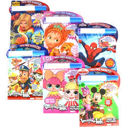 Koola 6-Pack Imagine Ink Magic Pictures Coloring Activity Books Set with Mess Free Marker | Mickey Mouse, Spiderman, LOL, Paw Patrol, Fancy Nancy, Captain Marvel, Wonder Park (Variety)