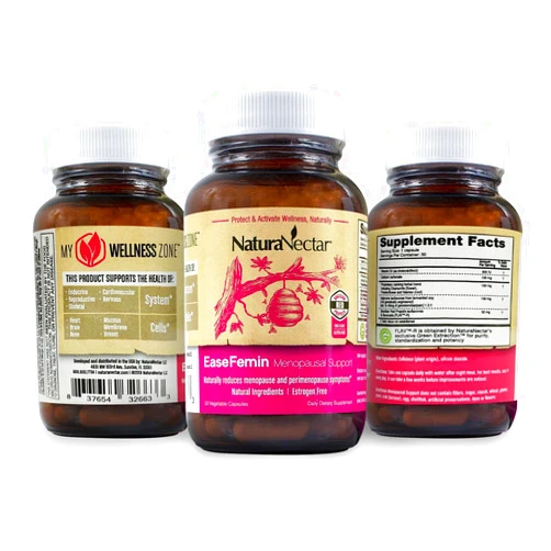 NaturaNectar EaseFemin Menopause Support for Hot Flashes, Night Sweats, and Irritability