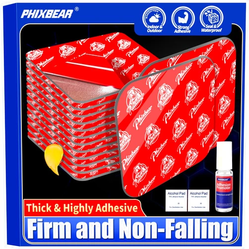 PHIXBEAR Double Sided Sticky Pads, Strong Adhesive Tape Squares Heavy Duty Waterproof Heat Resistant, Extreme Mounting Foam Tape,Car Home Outdoor Use, 12 Pcs 2.36x2.36 Inch