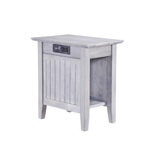 AFI Nantucket Chair Side Table with Built-in Charger in Driftwood