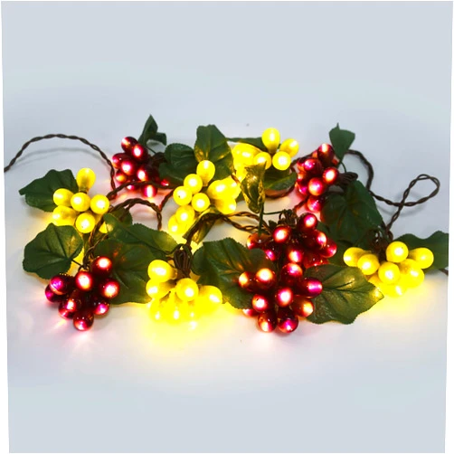 MAKELONG Grape Vine String Lights, 100 LED Grape Lights, Fruit String Lights for Kitchen, Wine Cabinet, Home Decoration, 10 Cluster Purple and Green Grapes Christmas Lights
