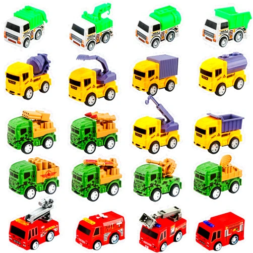 Restroma 20 Pack Mini Pull Back Vehicle Small Pullback Fire Truck Construction Vehicles Military Car Sanitation Toy Trucks Cars for Kids Classroom Prize Goodie Bags Fillers