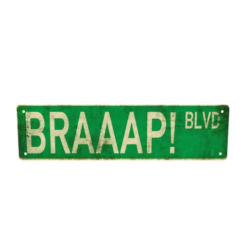 NEZIH Metal Signs Braaap BLVD Street Motocross Motorcycle Racing Racer Rider Trials Off Road Dirt Bike Enduro Rally Mechanic Man Cave Garage Tin Plaque Wall Art Poster 16 X 4 Inch