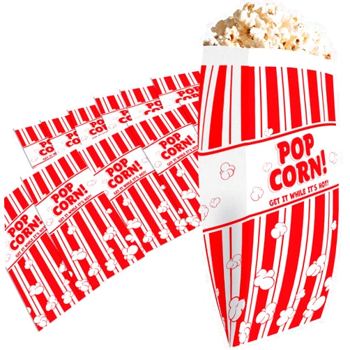 Avant Grub Leak-proof, 2oz Grease Resistant Popcorn Bags 100 Pack. Tear Resistant, Single Serving Paper Sleeves in Nostalgic Red/White Design. Great Movie Theme Party Supplies, Retro Carnivals & Fundraisers