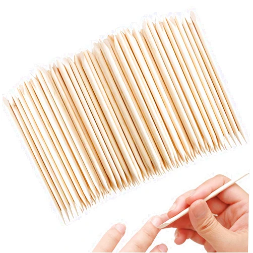 AMAHOMESA Sticks for Nails, Orange Wood Nail Sticks Double Sided Multi Functional Cuticle Pusher Remover Manicure Pedicure Tool (100PCS)