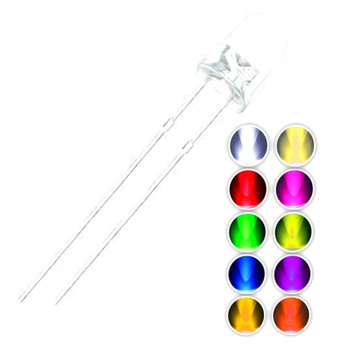 Vrabocry 100pcs (10 Colors x 10pcs) 3mm LED Diode Lights Assortment (Clear Transparent Lens) Emitting Lighting Bulb Lamp Assorted Kit Variety Colour Warm White Red Yellow Green Blue Orange UV Pink