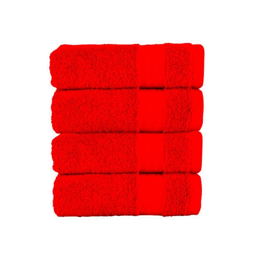 Elegant Comfort Premium Turkish Cotton 4 Pack Hand Towel Set - 16 x 28 inch, Luxurious Hotel Spa Quality 100% Turkish Cotton 4PC Hand Towel Set - Highly Absorbent - Soft Bathroom Towels, Red