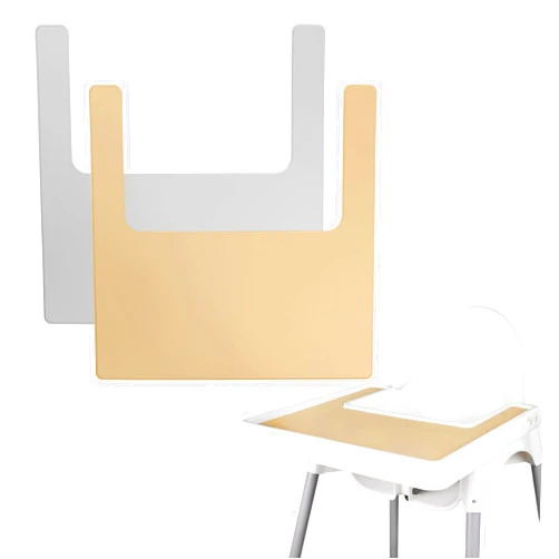 Lomgwumy High Chair Placemat, Long Lasting High Chair Placemat Silicone, 2-Piece Set, Can Be Used Interchangeably, Suitable for IKEA Antilop Highchai, for Toddlers and Babies (Khaki/Light Grey)