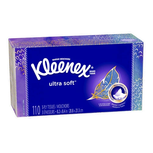 Kleenex Ultra Soft Facial Tissues, 1 Flat Box, 110 Tissues
