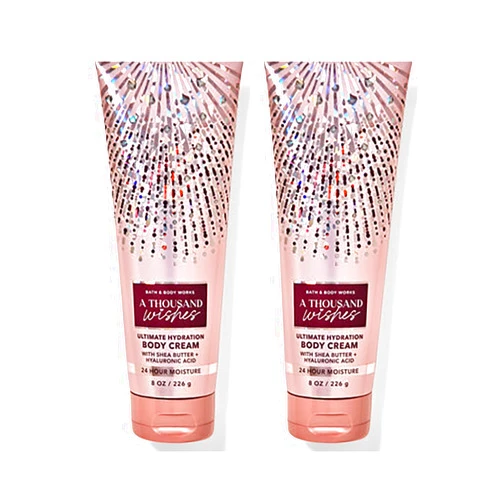 Bath & Body Works Ultimate Hydration Body Cream For Women 8 Fl Oz 2- Pack (8 Ounce (Pack of 2), A Thousand Wishes)