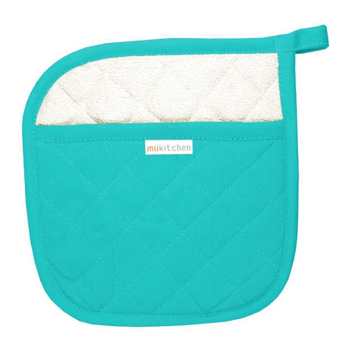 MU Kitchen MUkitchen 100% Quilted Cotton Pot Holder, 9 by 9 inches, Surf