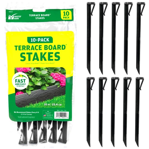 Master Mark Terrace Board Landscape Stakes (10-Pack, Black)