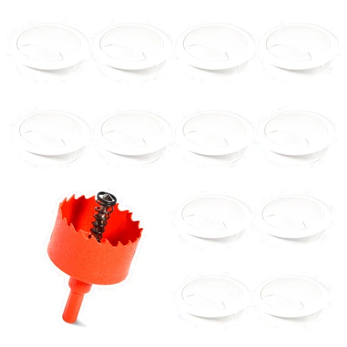 COCOCUI Desk Grommet 2 inch(50mm) 12 Pcs, Desk Hole Grommet, Cable Grommet, Desk Hole Cover, Desk Cord Hole Cover, Desk Cable Hole Cover with Hole Saw, Desk Wire Hole Insert, Furniture Hole Cover(White)