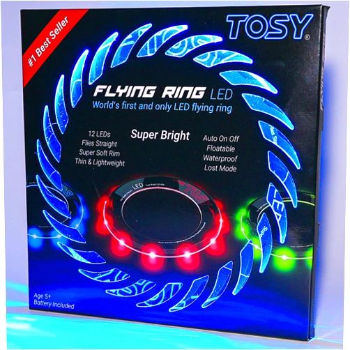 TOSY Flying Ring - 12 LEDs, Super Bright, Lost Mode, Auto Light Up, Camping Essentials for Kids/Teens/Boy/Girl, Safe & Soft, Waterproof, Pool/Beach Games, Lightweight Toy (Green)