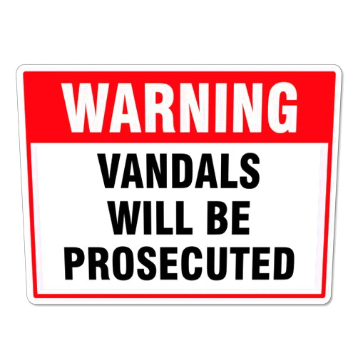 MUZUPUTS Warning Vandals Will Be Prosecuted Sign Warning Signs Crime Prevention Signs Metal Tin Sign 8x12 Inches Caution Danger Safety Security Warning Notice Signs