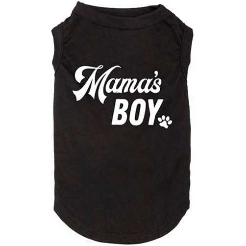 Weokwock Dog Shirts Letter Printed Vest for Small Large Dogs Slogan Costume Dog Pajamas Puppy Gift Pet Clothes Mama's Boy (X-Small, M-Black)